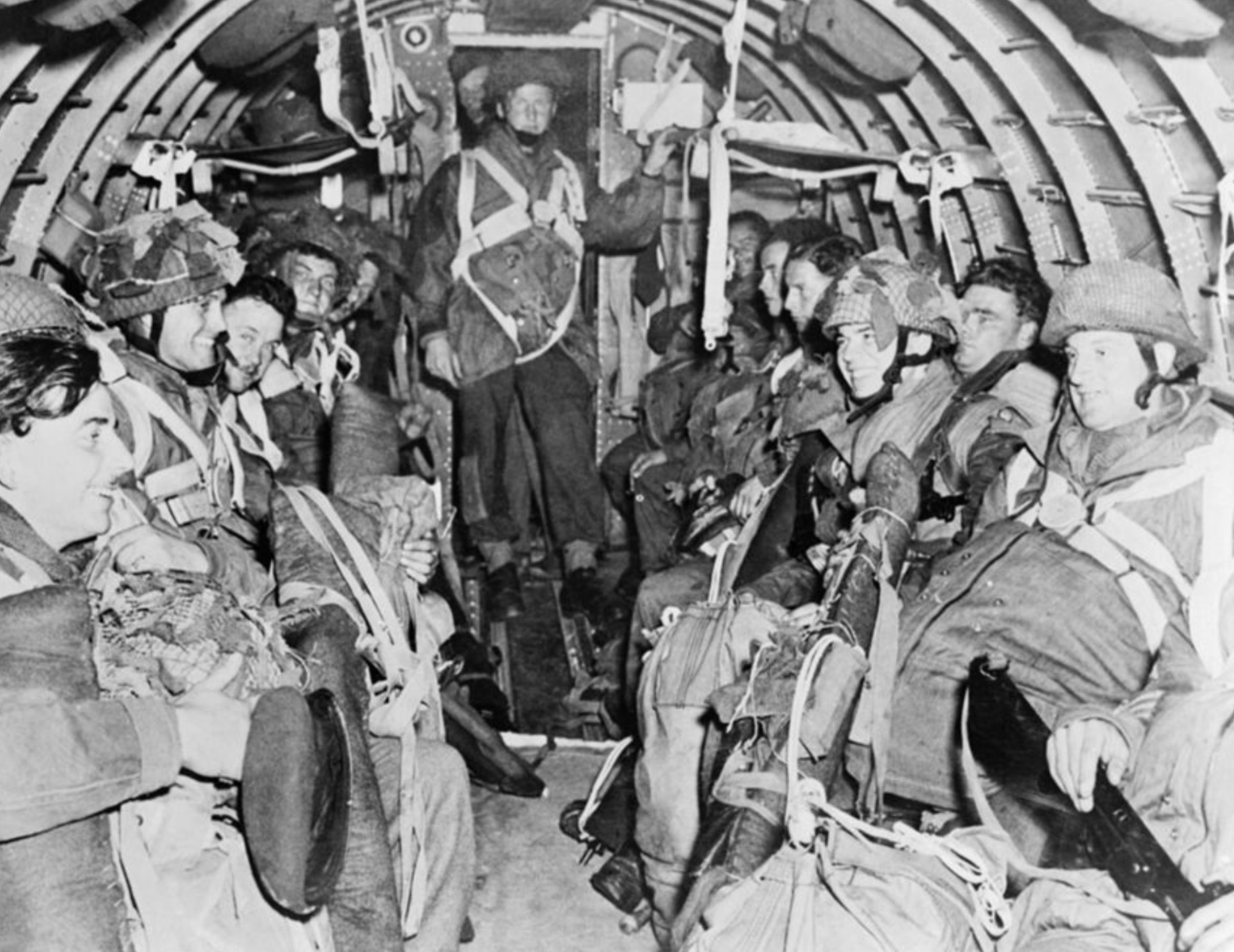Paratroopers awaiting the jump over Normandy